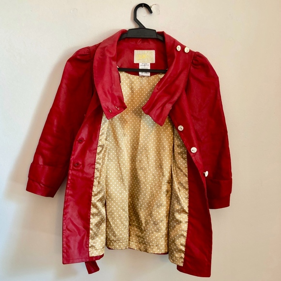 Girls Fashion Red Trench Coat/Rain Jacket - Picture 2 of 8
